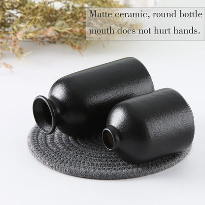 Fohouse Ceramic Vases for Home Decor, Small Flower Vase Set of 3 for Pampas Grass, Home, Living Room, Dining Table, Farmhouse, Office Decor, Bedroom, Table, and Kitchen Shelf, Black