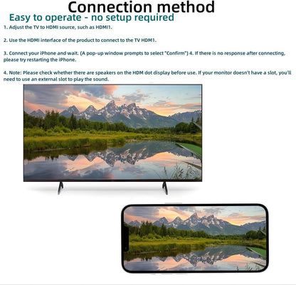 [MFi Certified] Lighting to HDMI Cable for iPhone to TV, iPhone to hdmi Adapter Compatible with iPhone/iPad, 1080P Digital AV Sync Screen Connector on HDTV/Monitor/Projector, Plug and Play-3.3Feet