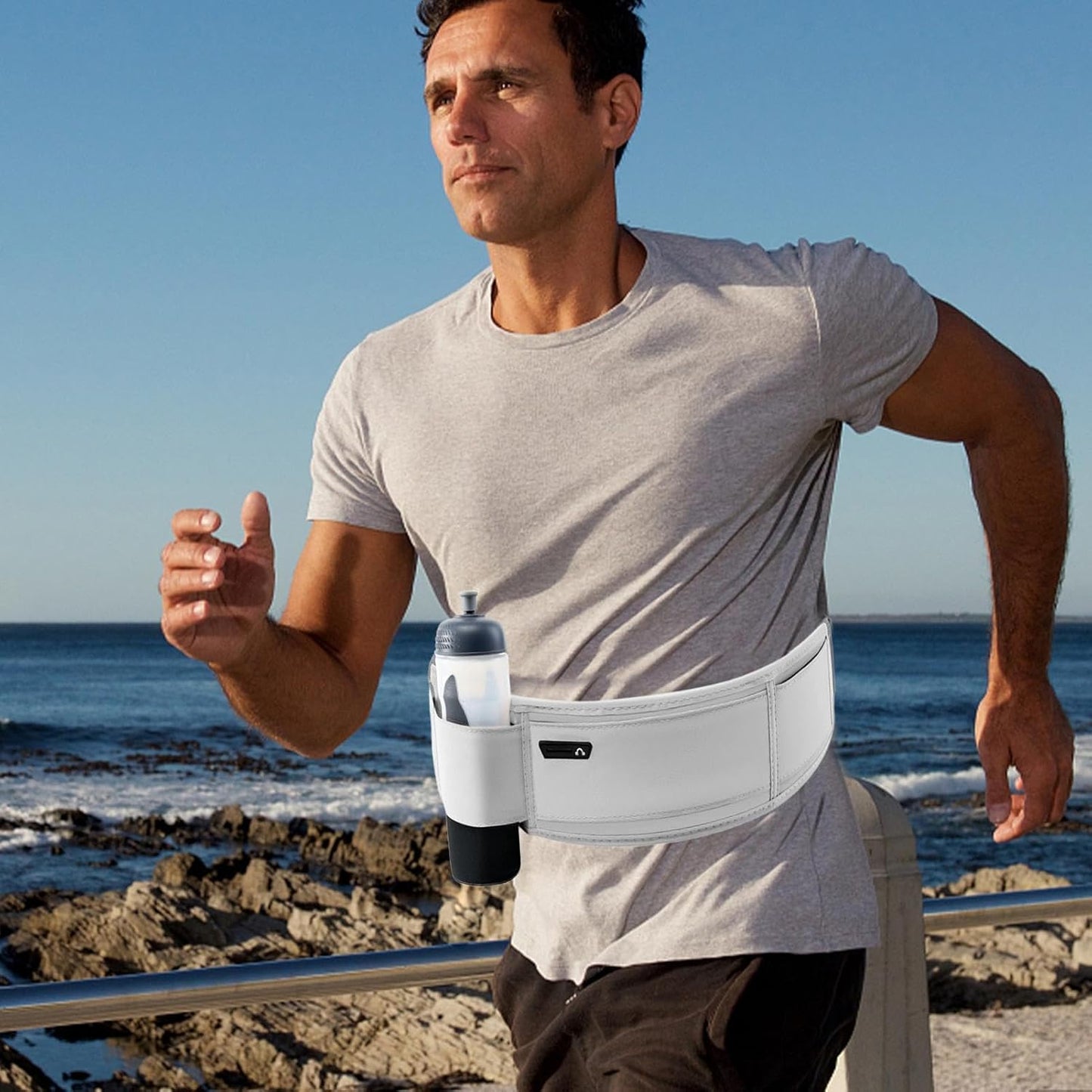Running Phone Belt, Breathable Fanny Bag, 18,9 x 3,93 in Workout Gear, Adjustable Fit Fitness Waist Pouch, Water Bottle Holder for Athletes, Adventurers, Esercizio, grigio, Se référer au descriptif,