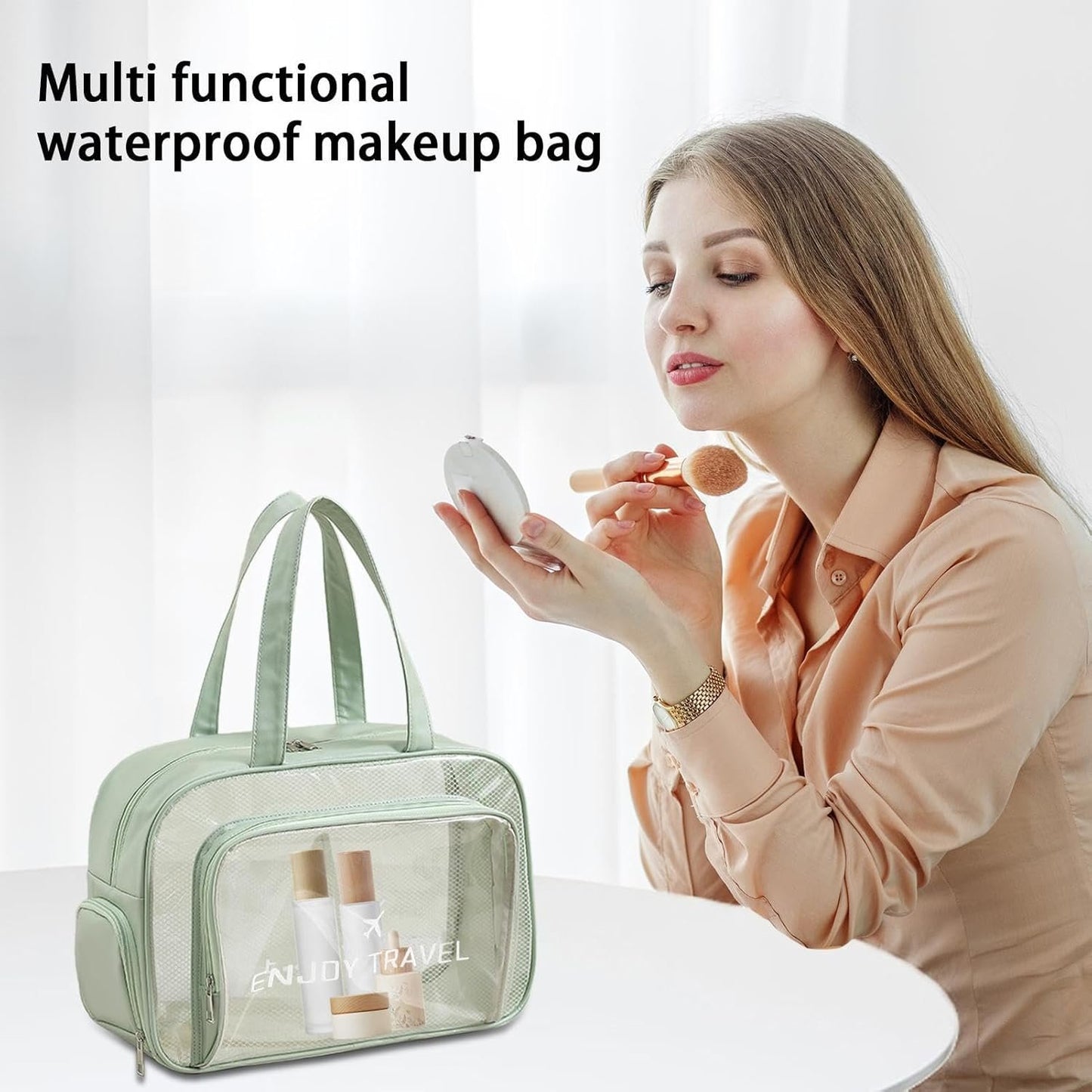 shpuuyy Clear Travel Bags for Toiletries - Waterproof Large Zippered Pouch for Beach Swimming Pool,Portable Fitness Sports Bag, Travel Organizer, Cosmetic Makeup Bags, Holds Shoes Towels