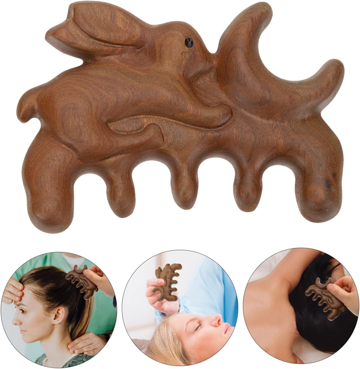 MERRYHAPY Multifunctional Scalp Care Comb Natural Wood Massage Tool for Hair and Acupoint Stimulating