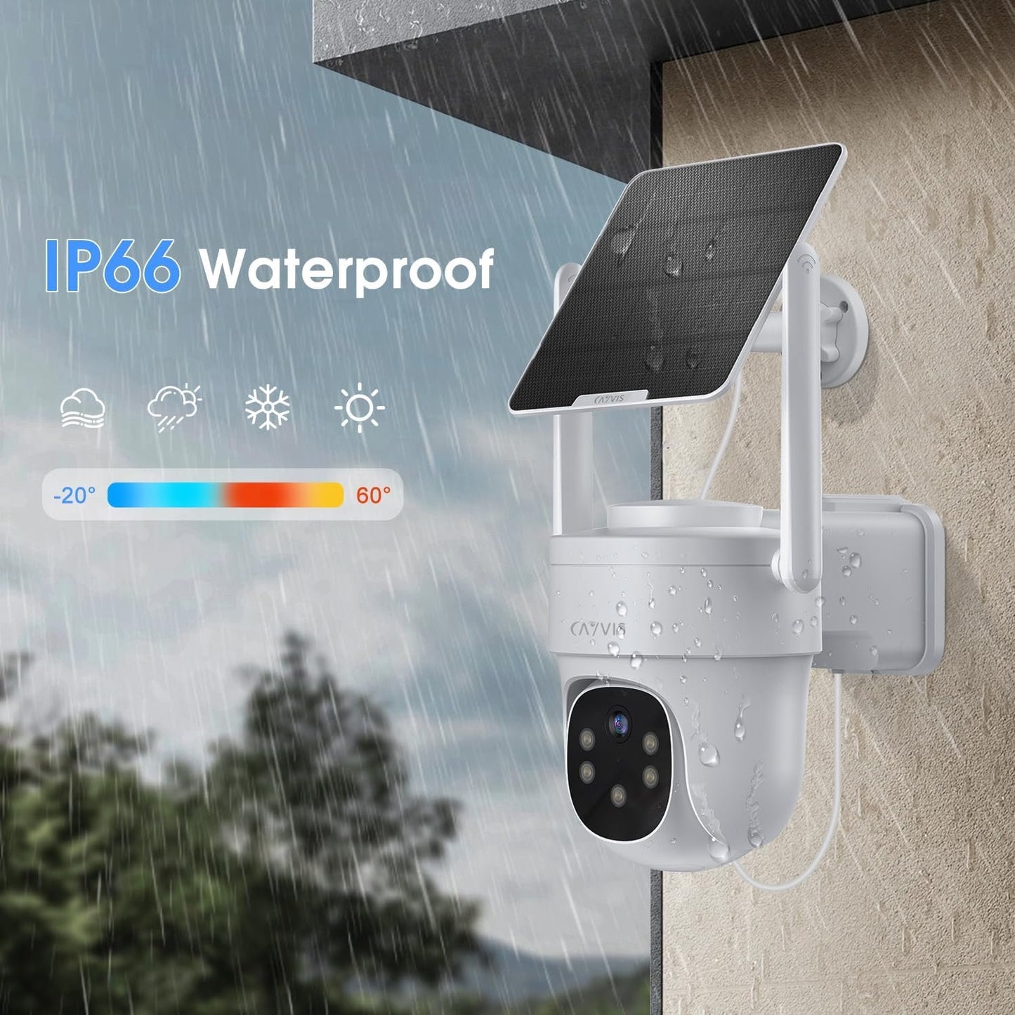 2K 3MP Solar Camera Security Outdoor Battery/Solar Powered, Wireless Solar Camera for Home Surveillance, AOV 24/7 Recording, Human/Vehicle Detection, Night Vision, 2-Way Audio,Auto Tracking