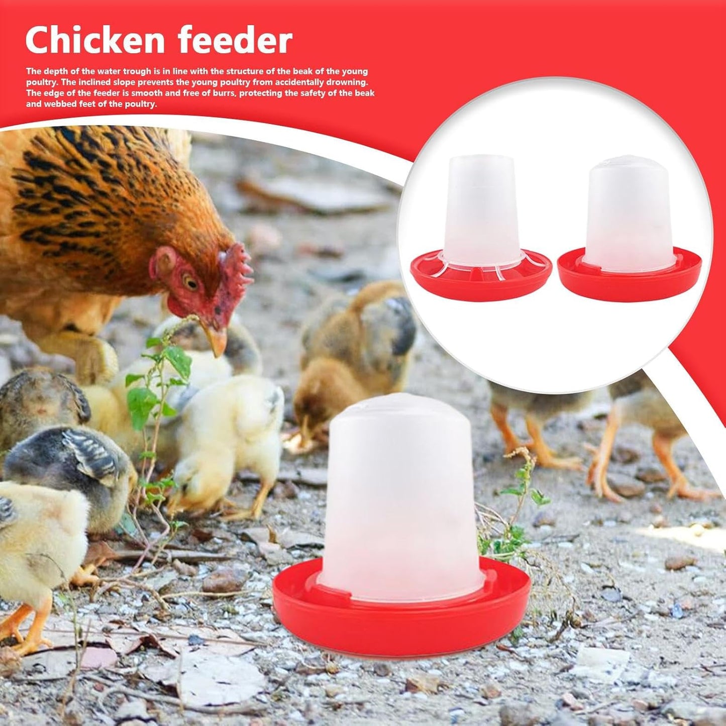 Chicken Feeder - Automatic Chicken Feeders - Poultry Feeding & Watering Supplies for Farm Pet Outdoor Baby Barn Family Livestock Friends