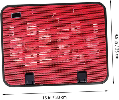 COHEALI 5V Laptop Cooling Pad with Dual Fans USB Notebook Cooler Stand Ergonomic Design for Optimal Heat Reduction Angles Portable Lightweight Red