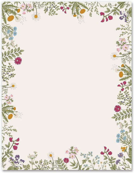 JarThenaAMCS 60Pcs Vintage Floral Stationery Letterhead Paper Retro Wildflower Writing Letter Paper Spring decor Note Greeting Paper for Wedding Birthday Invitation Office School Printing, 8.5 x 11 In