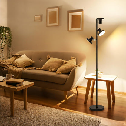 SIBRILLE 36W LED Tree Floor Lamp, Super Bright Standing Lamp with Remote & Touch Control, 4 Color Temperatures,3 Rotatable Lights, Dimmable Floor Lamps for Living Room, Bedroom, Office