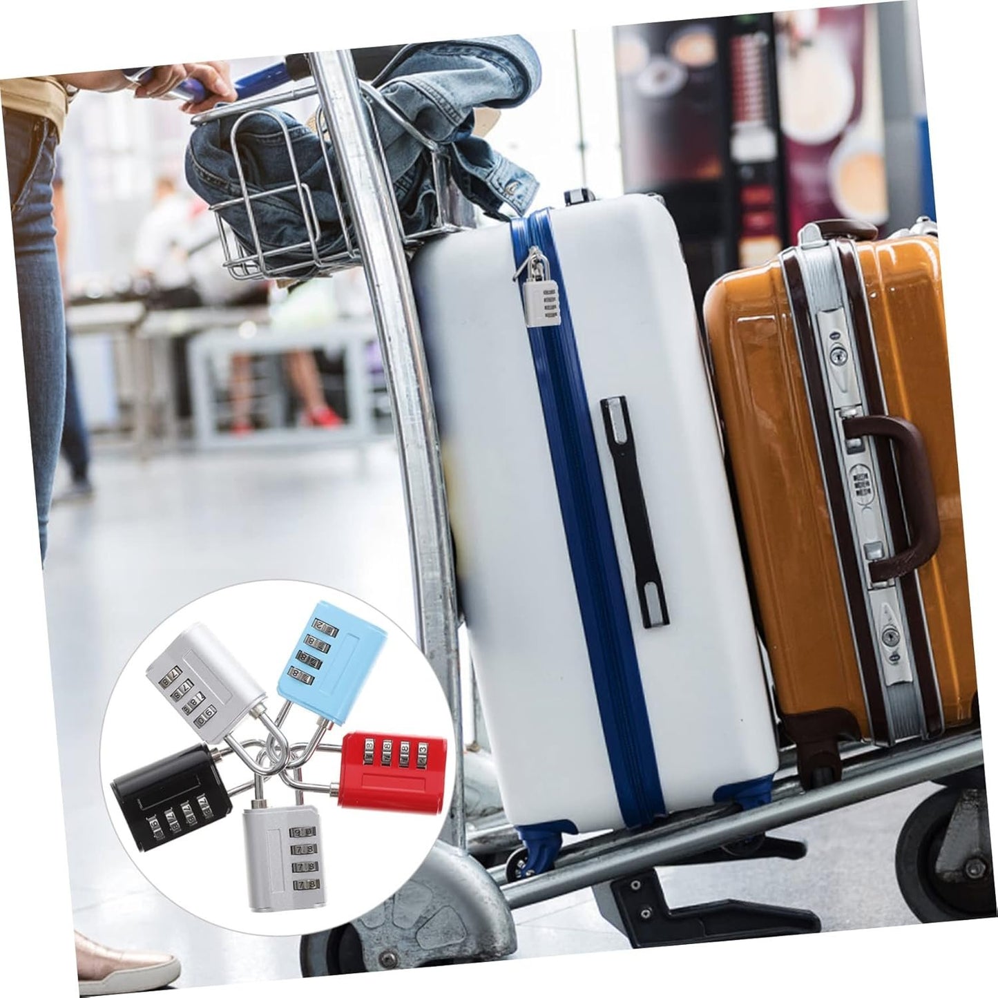 SAFIGLE 4- Combination Suitcase Lock Zinc Alloy Padlock for Luggage Travel Security Cable Lock