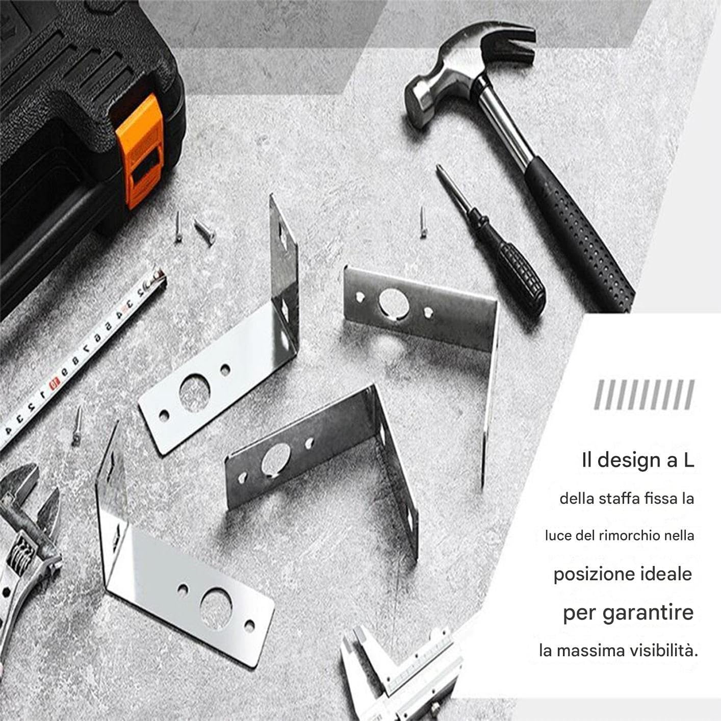 Qzdtue Trailer Light Bracket, Tail Lamp Mount, L Shape Metal Rack, Two-Piece Holder Set, 4.49x2.99x1.5 inches, Support Frame, Transport Accessory for Vehicle, Truck, Boat, Marine