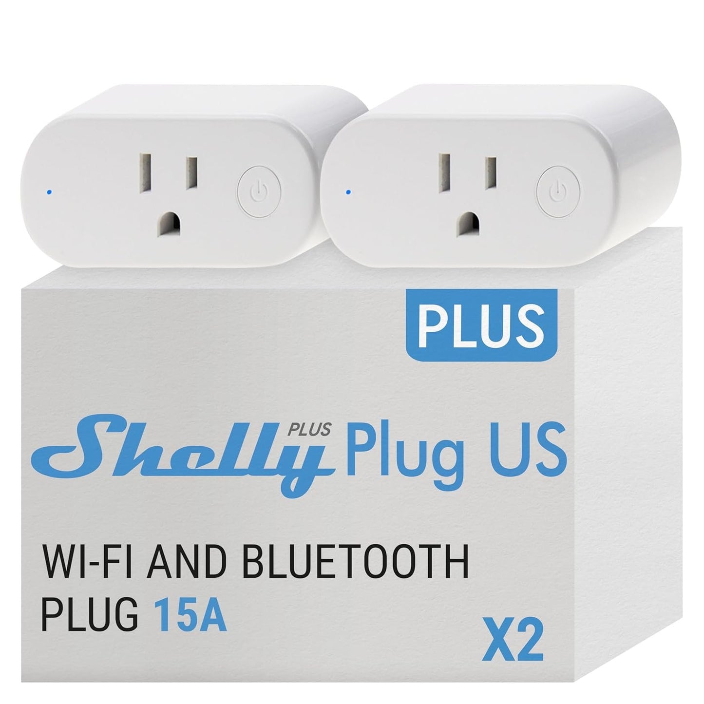 Shelly Plus Plug US | WiFi Operated Smart Plug with Power Measurement | Home Automation | iOS Android App | Alexa & Google Home Compatible | Monitor Appliances | Remote Control (2 Pack)