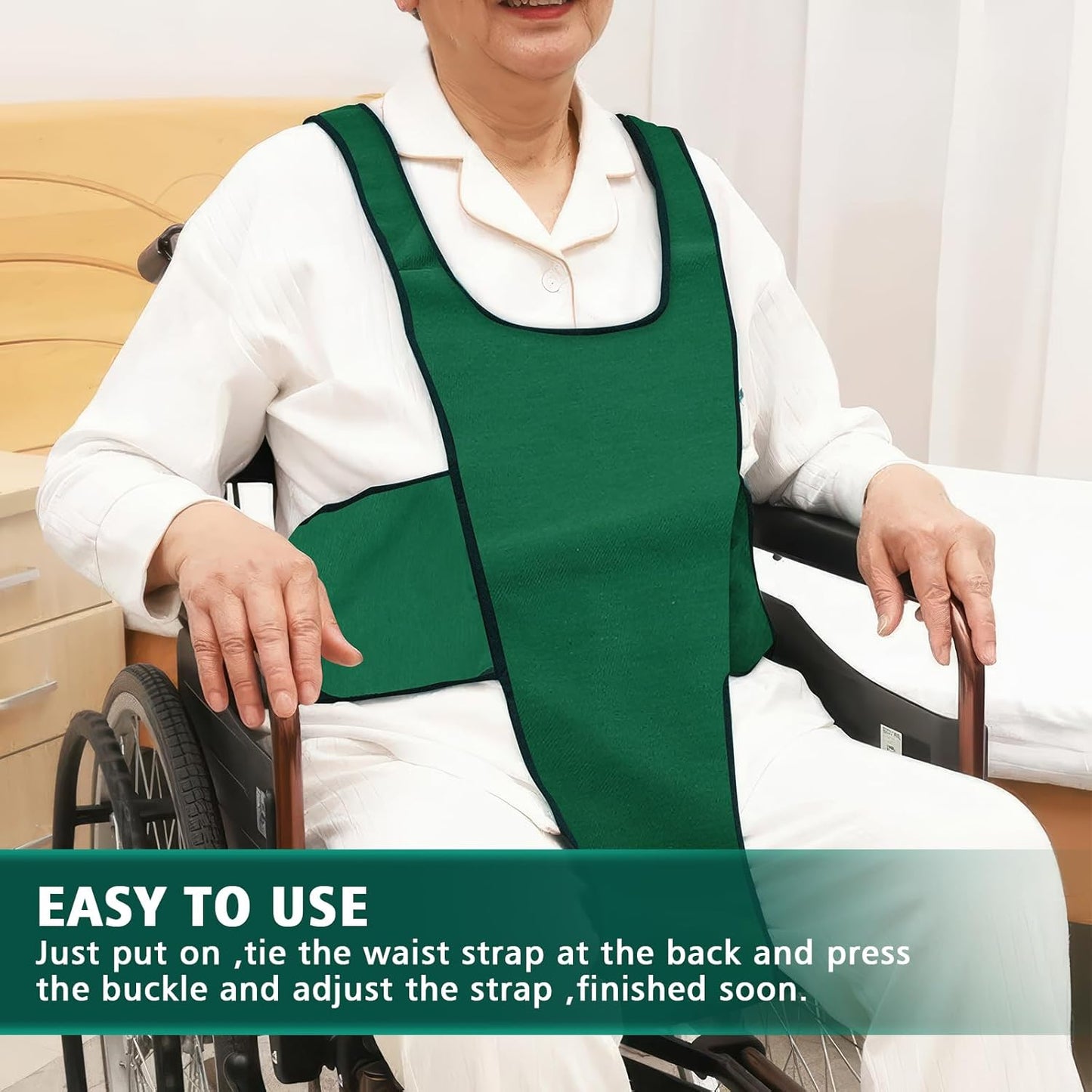 YIBEICO Wheelchair Seat Belts Adjustable Shoulder Straps, Wheelchair Seat Belts for The Elderly, Patients (Green)