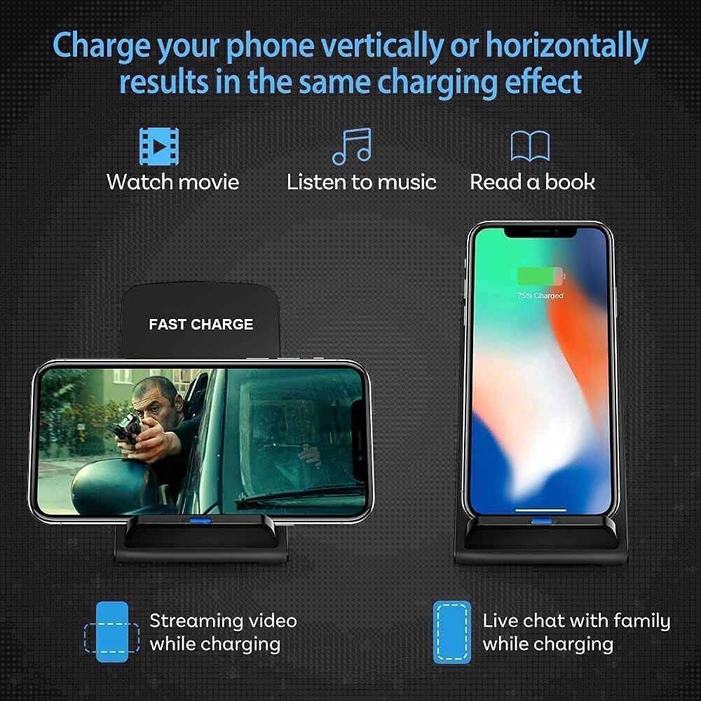 Wireless Charger 20W max Fast Wireless Charging Stand Compatible with iPhone 14 15 16 Pro Max/13 Pro/12/11/XS max/Xs/XR/8, Samsung Galaxy S24/S23/S22/S21/S20/Note 20 and More Phones (NO AC Adapter)