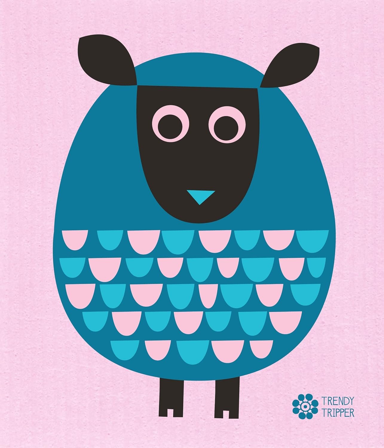 Earth-Friendly Reusable Compostable Eco Sponge Cloth | AKA Swedish Dishcloth | Bespoke Cobalt Sheep - 4-pk