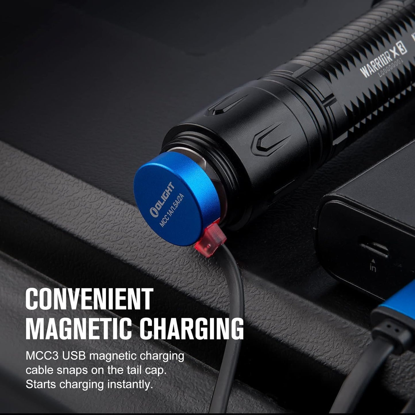 OLIGHT Warrior X 3 2,500 Lumens Tactical Flashlight Rechargeable LED Flashlight, Bright Flashlight with MCC3 USB Magnetic Charging for Search & Rescue, Outdoors Activities, Night Security, etc