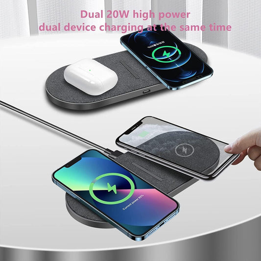 Wireless Charger Pad 2 in 1 Dual Wireless Charger for iPhones 16 15 14 13 12 11(Pro, Pro MAx,Plus,Mini), Airpod 4/3/Pro, Samsung Galaxy S Note Z Series,Galaxy Buds 3 pro, Pixel 9/9 pro/8/8 pro/7/Buds