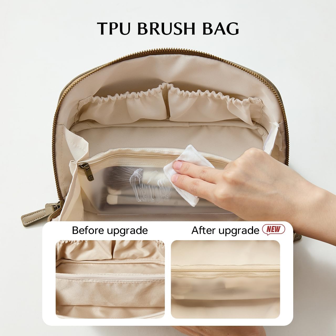 EACHY Makeup Bag, Large Capacity Cosmetic Bags for Women, Portable 180° Wide-Open Flat Toiletry Bag Travel Makeup Bag with Divider and Handle