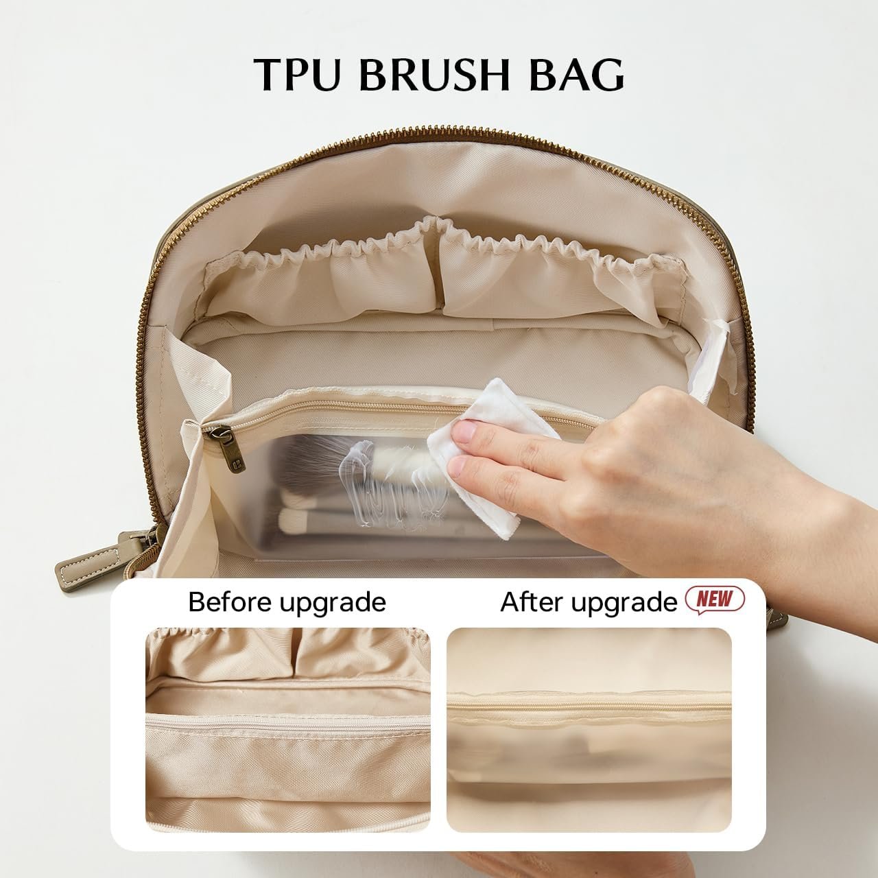 EACHY Makeup Bag, Large Capacity Cosmetic Bags for Women, Portable 180° Wide-Open Flat Toiletry Bag Travel Makeup Bag with DPremium Suede Makeup Bag with 180° Wide-Open Flat Designivider and Handle
