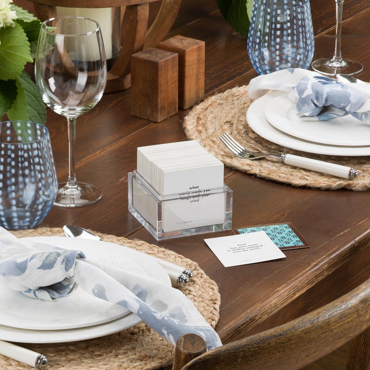 TableTopics Dinner Party Question Card Game - 135 Entertaining Conversation Starter Cards for Dinner Table with Adult Friends, Getting to Know You Game.