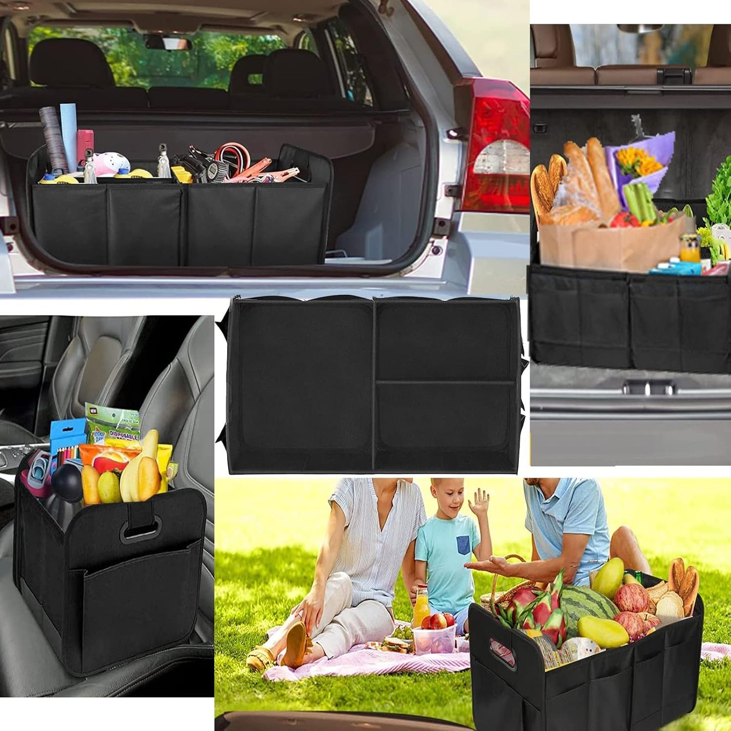 Trunk Organizer for Car,Foldable Multi Compartment Trunk Organizer for SUV,Large Capacity Waterproof Car Trunk Organizer with Adjustable Securing Straps,Car Storage Organizer for Any Car,Minivan,Truck