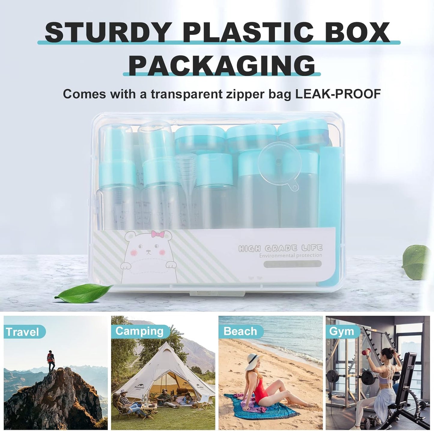 Tsa Approved Travel Toiletry Bottles Leakproof Containers Kit (BPA FREE) Travel Accessories Travel Bottles 12 Count Green-12