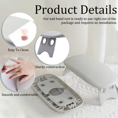 Nail Arm Rest Foldable Nail Hand Support Cushion for Acrylic Nails Essential Nail Care Tool for Home and Salon Use Ergonomic Arm Rest for Nail Art Design and Pedicure Services (Pink)
