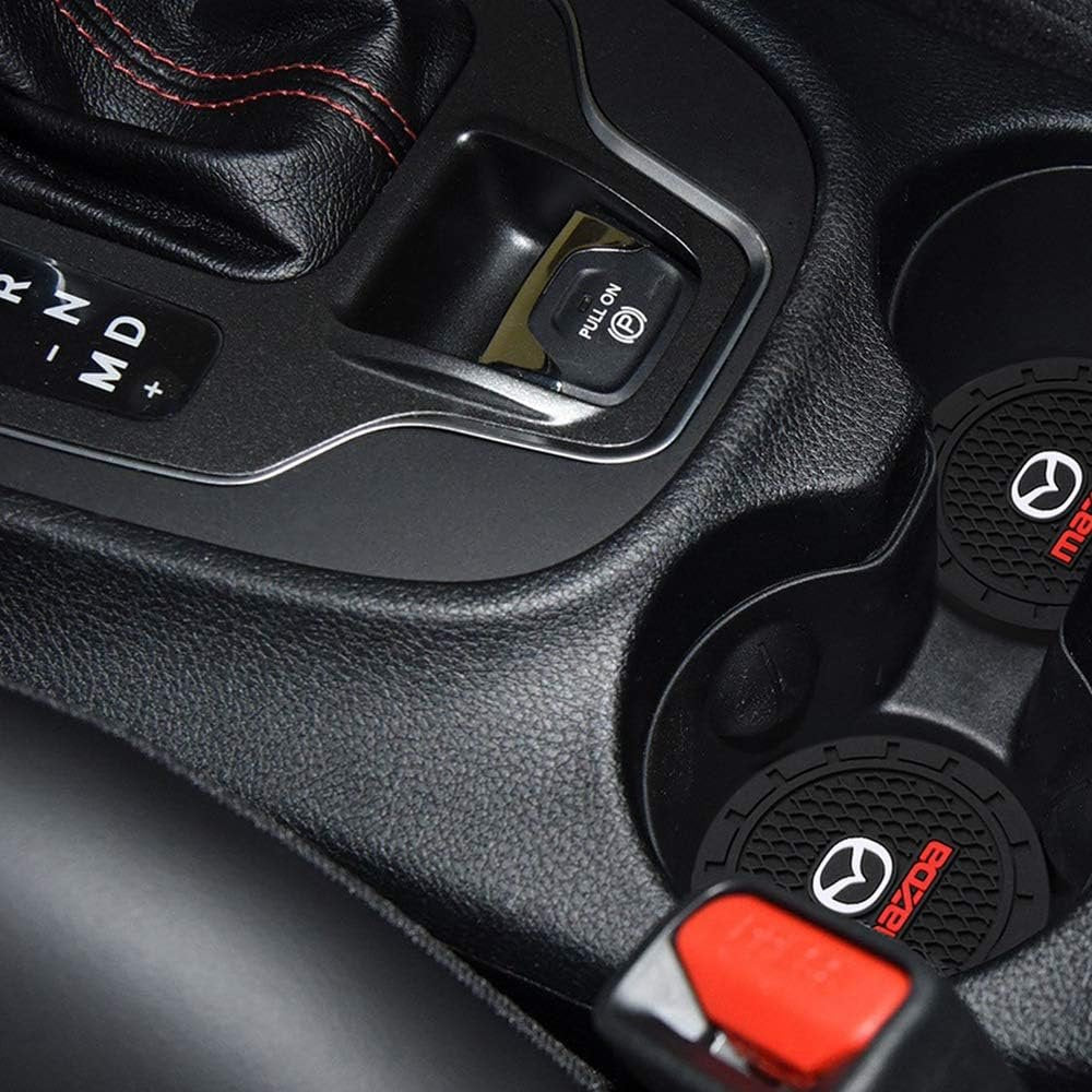 AOOOOP Car Interior Accessories for Mazda Cup Holder Insert Coaster - Silicone Non-Slip Mat for Mazda 3 6 CX-3 CX-5 CX-9 MX-5 (Set of 2, 7cm Diameter)
