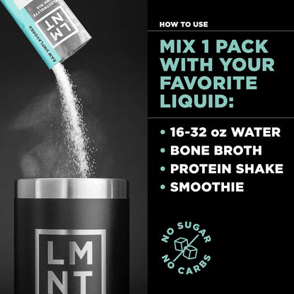 LMNT Zero Sugar Electrolytes - Raw Unflavored Salt | Drink Mix | 30-Count, Pack of 2 (60 Sticks)