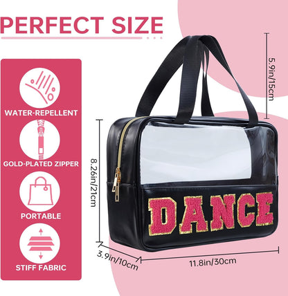 Dance Bag Dace Recital Gifts Clear Makeup Bag Dance Competition Must Haves, Dance Accessories for Girls Dance Stuff Preppy Cosmetic Bag Travel Toiletry Bag (STB-MH-CHEER, STB-HS-DANCE)