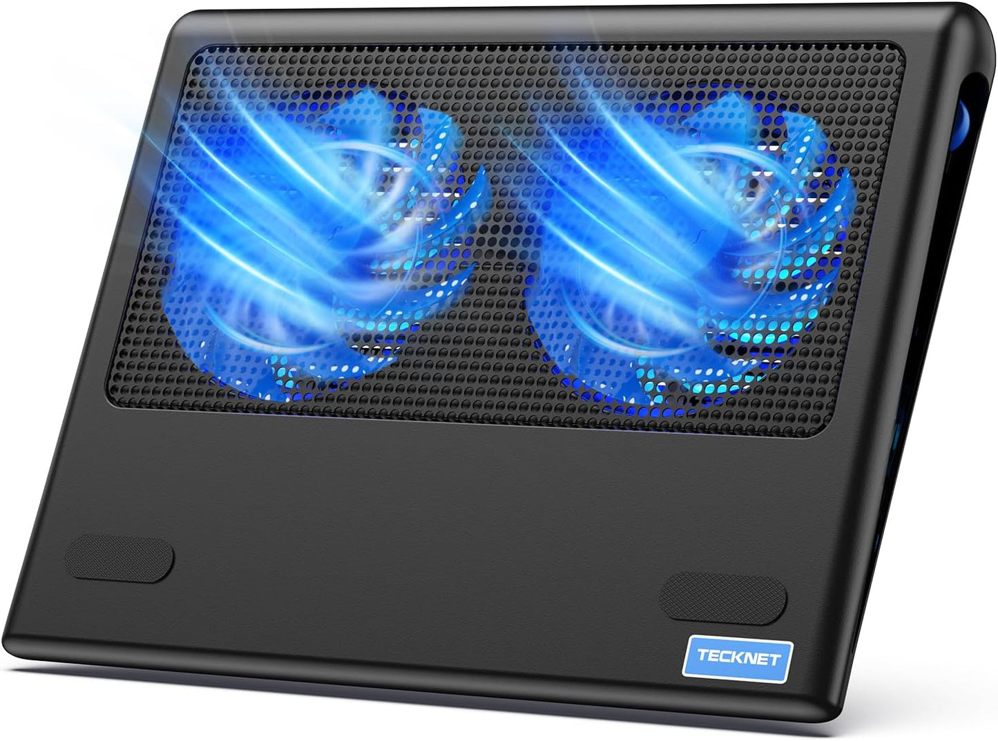 TECKNET Cooling Pad for 12"-15.6" Laptops, Gaming Stand With Adjustable Wind Speed, 2 USB Powered Fans for Devices Up to 16 Inch (Blue)