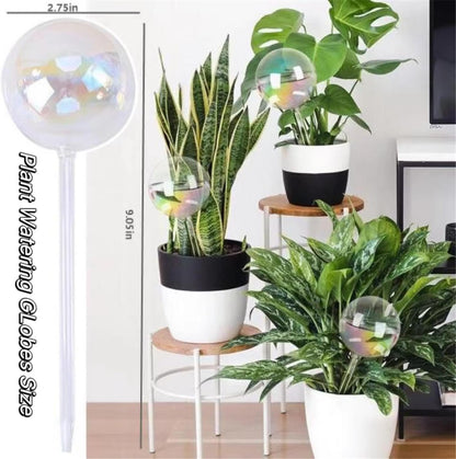 2pcs Plant Watering Bulbs,Decorative Glass Self Watering Planter Insert Devices, Efficient Self-Watering Globes for Indoor & Outdoor Plants (H9 x D2.8, Circle)