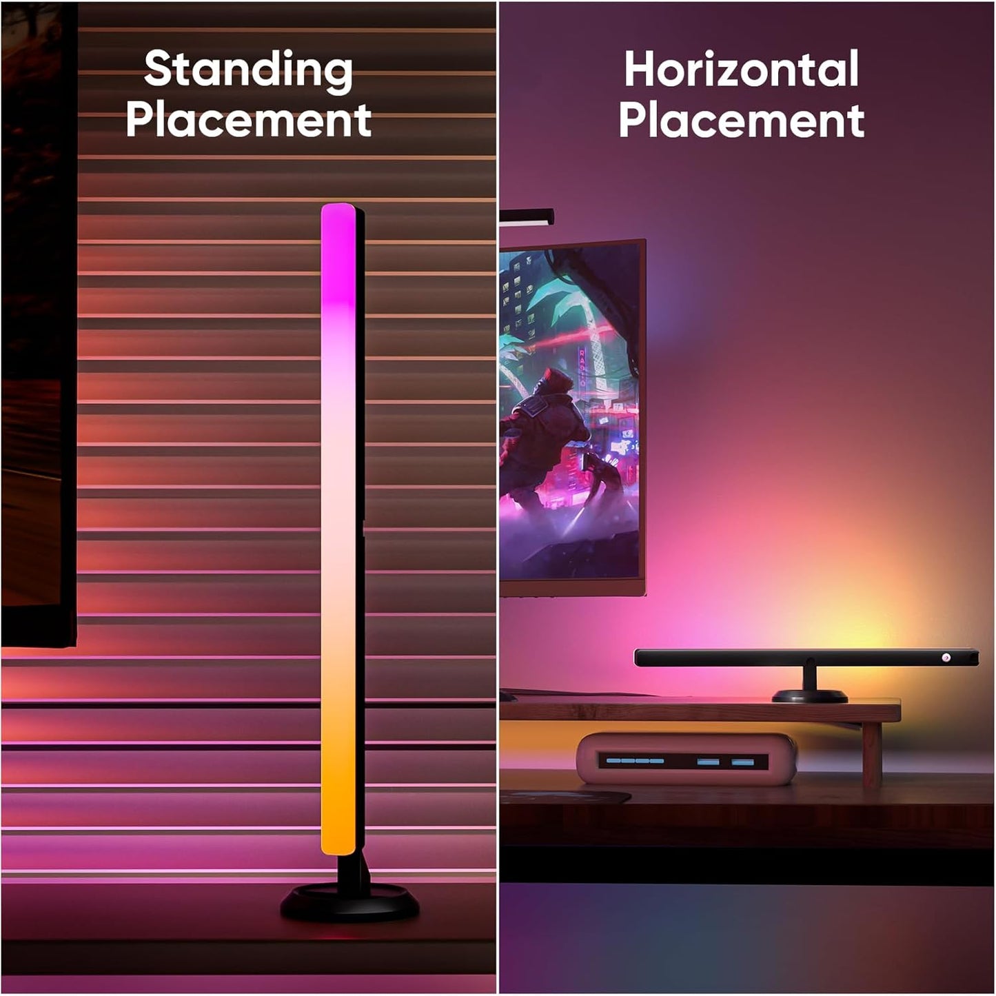 sailsco Smart LED Lightbar, TV Backlight, Gaming Lamp Works RGBIC Ambient Smart Sync with Music and APP Control for Games, Deco, PC, TV, Interior Decoration, USB Interface