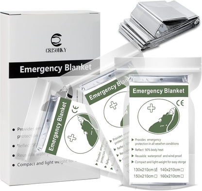 Crisonky Emergency Mylar Thermal Blankets, Designed for Outdoors, Survival Reflective Thermal First Aid Foil Blanket