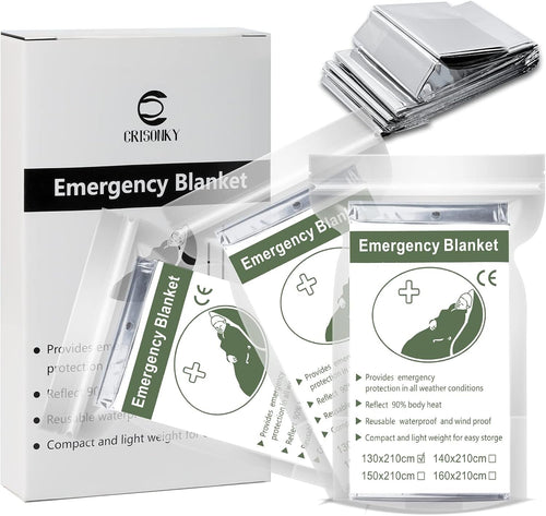 Crisonky Emergency Mylar Thermal Blankets, Designed for Outdoors, Survival Reflective Thermal First Aid Foil Blanket