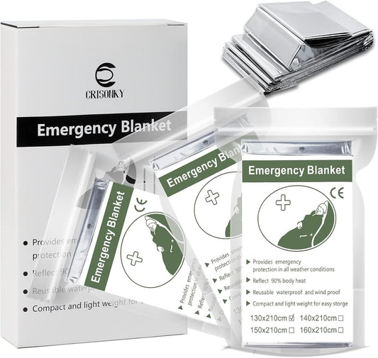 Crisonky Emergency Mylar Thermal Blankets, Designed for Outdoors, Survival Reflective Thermal First Aid Foil Blanket