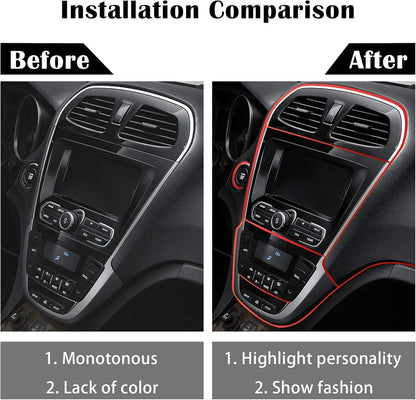 OSIFIT Car Interior Trim Strips,Universal 16.4 ft Car Electroplating Decoration Styling Door Dashboard, Flexible Interior Trim Accessories with Installing Tool(Red)