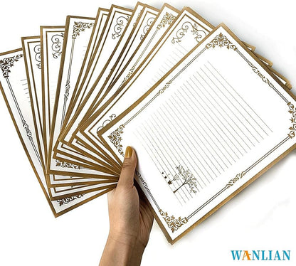 72 Pcs Retro Writing Stationery and Envelope Set, 48 Pieces of Stationery + 24 Envelopes, Suitable for Making Invitations