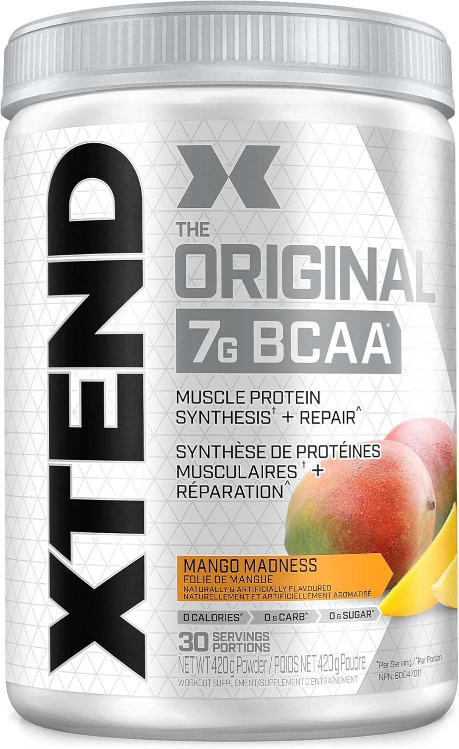 Scivation XTEND Original BCAA Powder | Sugar Free Post Workout Muscle Recovery Drink with Amino Acids | 7g BCAAs for Men & Women | 30 Servings, Mango Madness - 420g