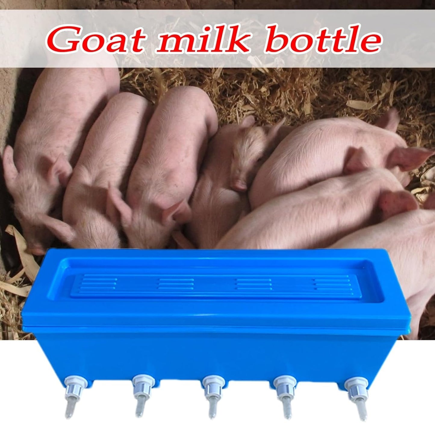 Lamb Milk Feeder | Nursing Lamb Multi-Pacifier Bucket Milk Bottle - Easy to Clean Reusable Livestock Drinking & Watering Supplies, Goat Feeder for Farm Animal