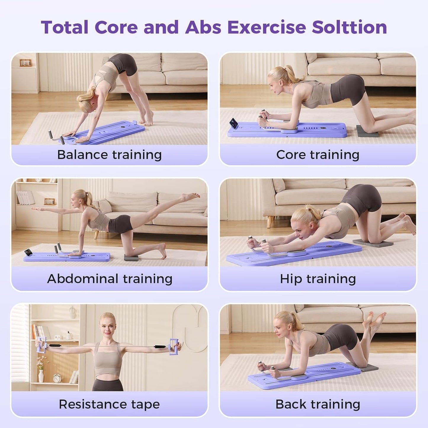 Portable Pilates Reformer Machine for Home Gym - Auto-Rebound Pilates Board with Abdominal Core Trainer & Full Body Workout | Professional Pilates Equipment for Men/Women