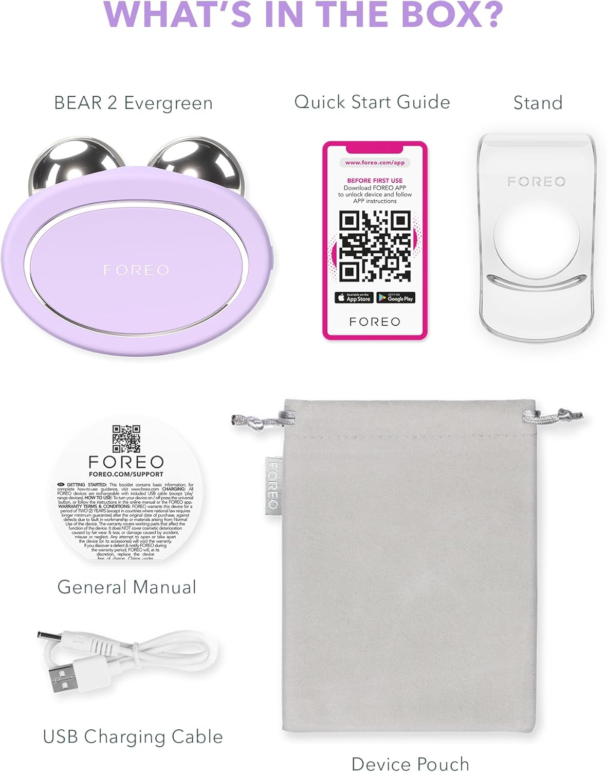 FOREO BEAR 2 Advanced Lifting & Toning Microcurrent Facial Device - Anti Aging Face Sculpting Tool - Instant Face Lift - Firm & Contour - Non-Invasive Skin Care Tools - Lavender