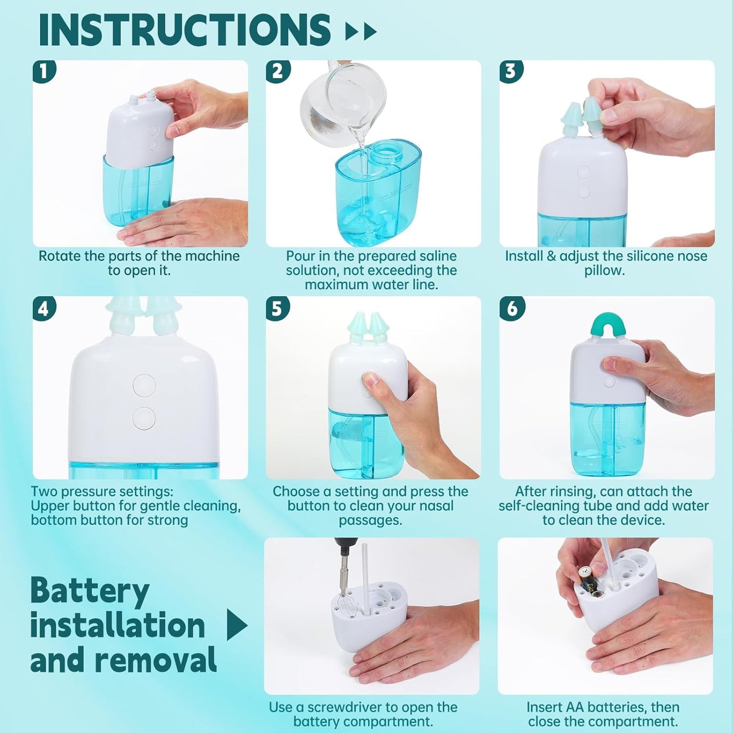 Nasal Irrigation System with Dual Speed and Auto Waste Collection – Portable and Travel-Friendly Nasal Irrigator – Nasal Cleaner for Sinus Relief Nasal Rinse Machine for Allergy and Sinus Care Purple