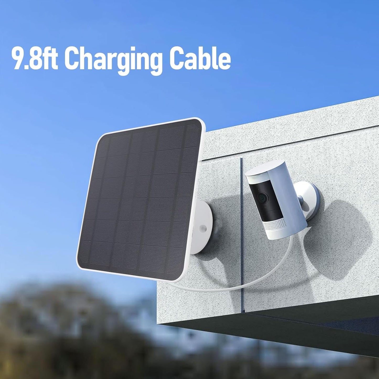 12W Solar Panel Charger for Essential Spotlight for XL Spotlight Camera Bird Feeder Camera with 9.8ft Charging Cable, 360°Adjustable Wall Mount IP66 Water Proof