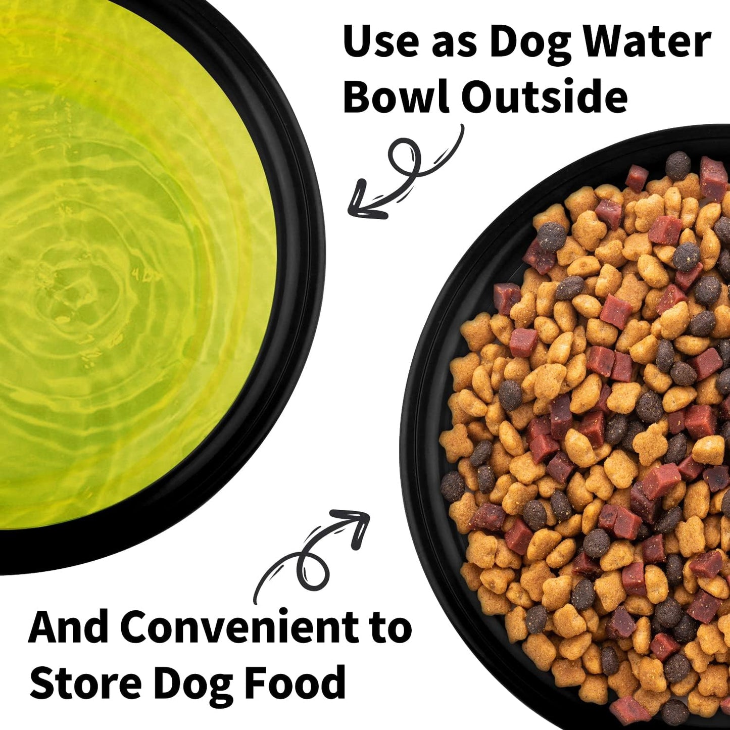 Collapsible Dog Bowls-2 Pack Large Size for Large/ Medium Dogs, Dog Travel Water Bowl, Dog Cat Portable Water Bowl, Dog Pet Feeding Watering Dish Outdoor Hiking Parking Traveling with 2 Carabiners