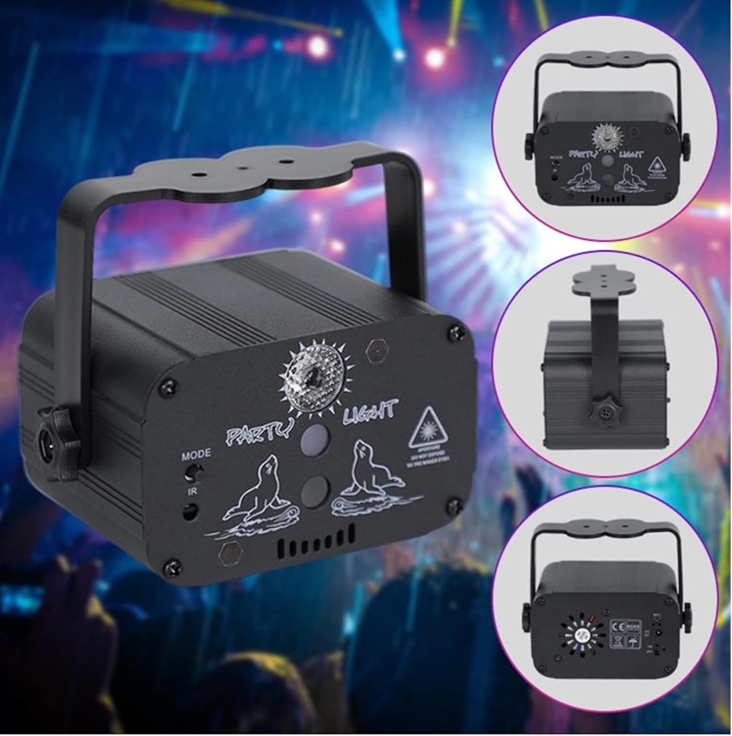 480 Patterns LED RGB Laser Projector Stage Lighting Disco Lights for Party, KTV, Club (USB Plug-in Model)