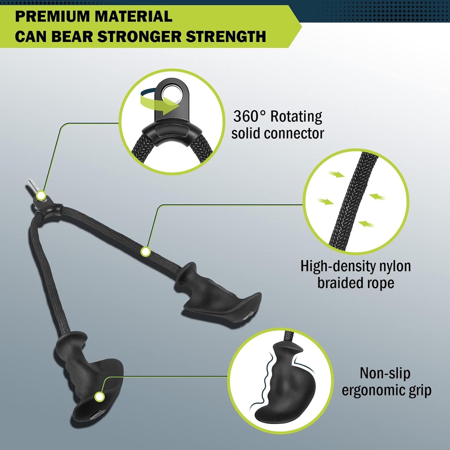 DASKING Ergonomic Triceps Pull Down Rope with Non-Slip Natural Rubber Grip, Pulley System LAT Pulldown Cable Machine Attachment Home Gym Traction Rope for Triceps Pull Downs Crunches