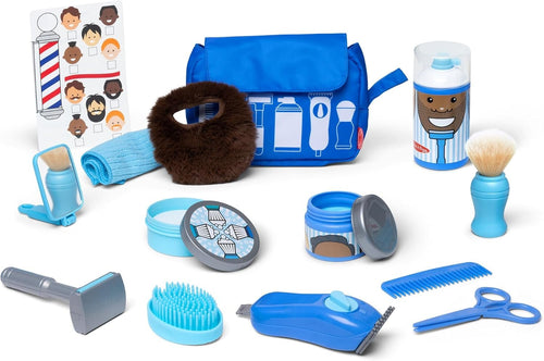 Melissa & Doug Barber Shop Pretend Play Set Shaving Toy for Boys and Girls Ages 3+ - Wearable Beard and Shave Accessories for Role Play