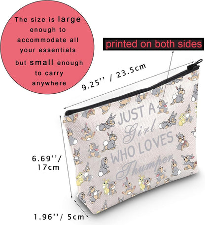 Thumper and Bunny Cosmetic Bag Cartoon Lover Gift Rabbit Themed Travel Toiletry Pouch (C Rabbit)