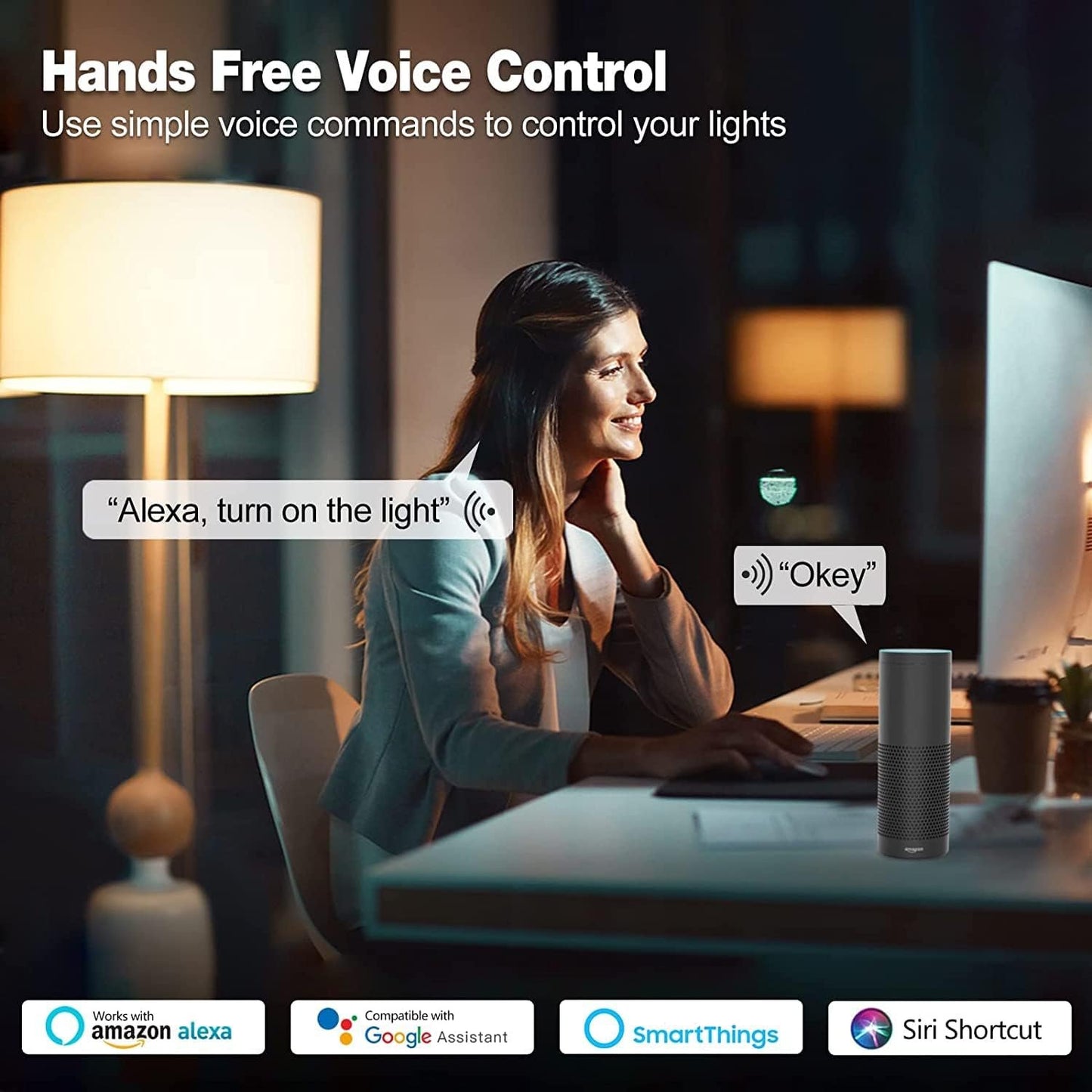 HaoDeng Smart Light Bulbs E27 A60 7W RGBCW WiFi Light Bulb, Dimmable Led Light, Color Changing Light Bulb, Compatible with Alexa, Google Home, 2.4GHz Only, No Hub Required, 60W Equivalent 500LM, 1Pack