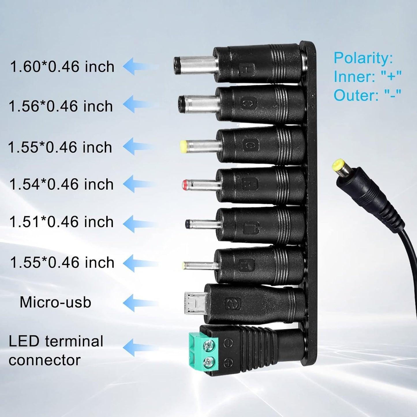 30W Universal Power Adapter, 3V 4.5V 5V 6V 7.5V 9V 12V Universal AC/DC Adapter, Adjustable 12V DC Power Supply for Household Electronics