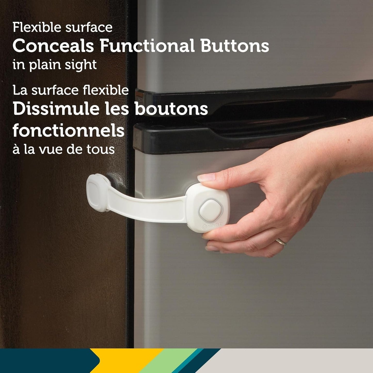 Safety 1st Outsmart™ Multi-Use Lock – Decoy Button Design, Child-Proof Security for Appliances & Cabinets, Easy Adhesive Installation, No Tools Required