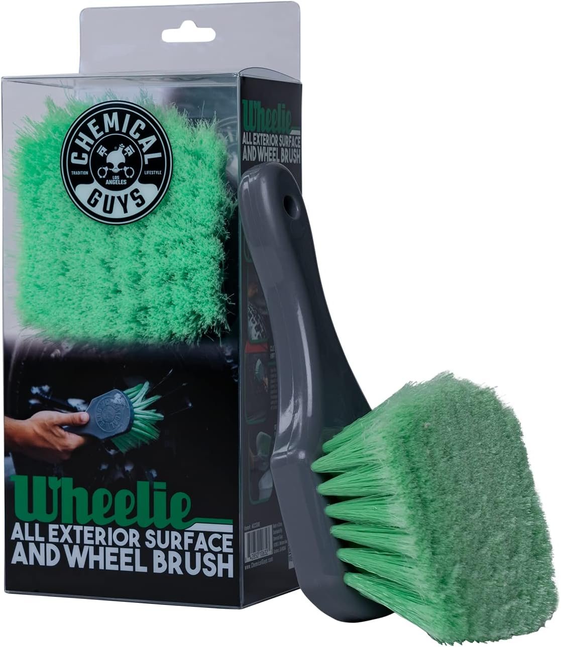 Chemical Guys ACCG08 Wheelie All Exterior Surface and Wheel Brush (Safe for Cars, Trucks, SUVs, RVs, Motorcycles, & More) Green